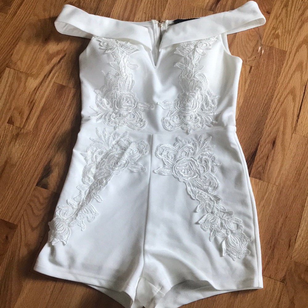 White off the shoulder romper